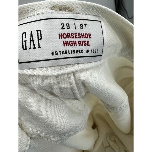 GAP Horseshoe High Rise Wide Leg Jeans Women’s 29 8T Ivory Lyocell - Picture 7 of 8